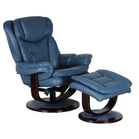 Barcalounger Roscoe Roman Blue Swivel Recliner with Ottoman