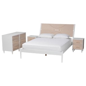 Baxton Studio Louetta White Natural Brown 4pc King Bedroom Set