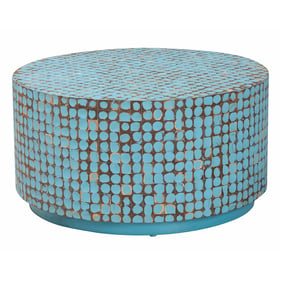 Baxton Studio Bali Pari Kaloni Sky Blue Natural Brown Coffee Table