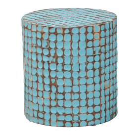 Baxton Studio Bali Pari Juliette Sky Blue Natural Brown End Table