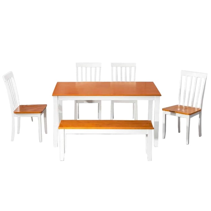 Boraam Bloomington White Natural 6pc Dining Set BRM-22034