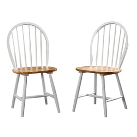 2 Boraam Windsor White Natural Dining Chairs