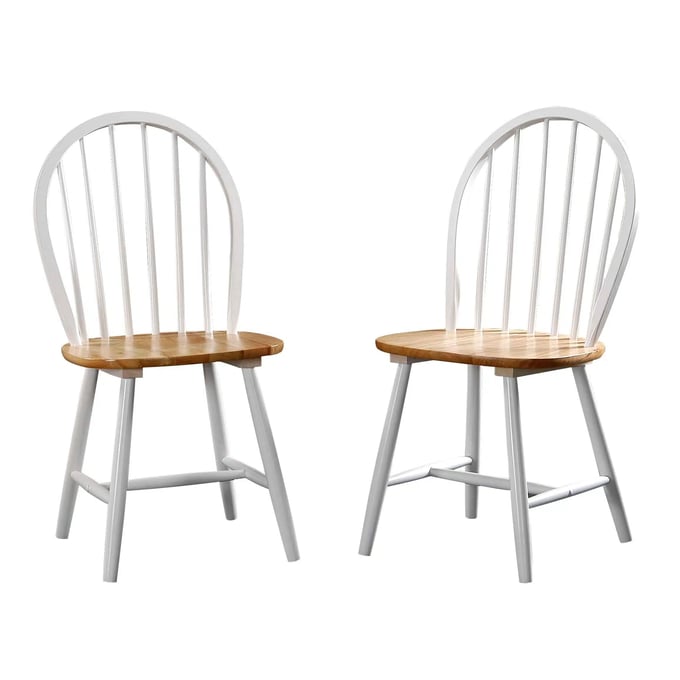 2 Boraam Windsor White Natural Dining Chairs BRM-31316