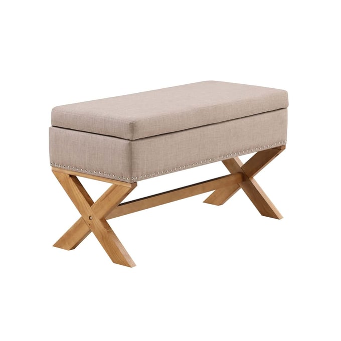 Boraam Becky Natural Beige 39 Inch Wide Storage Ottoman BRM-3651109