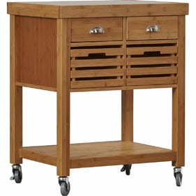 Boraam Kenta Natural Kitchen Cart Stainless Steel Top