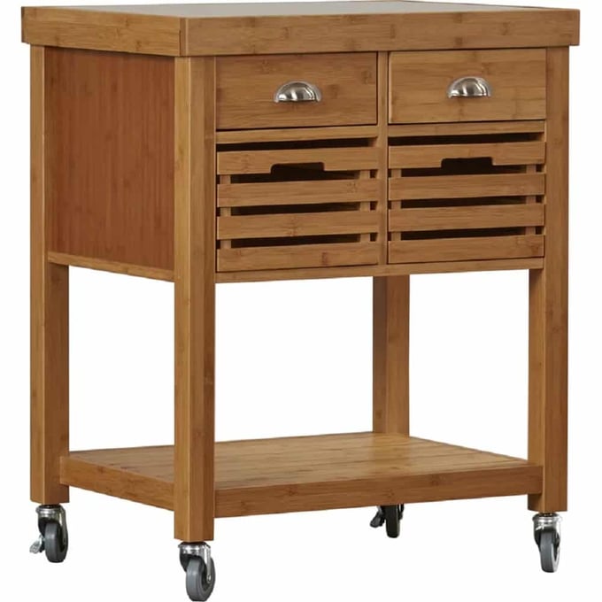 Boraam Kenta Natural Kitchen Cart Stainless Steel Top BRM-50650