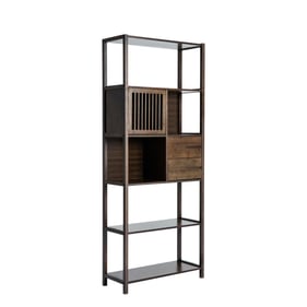 Boraam Selma Cappuccino Left Bookcase Spindle Cabinet