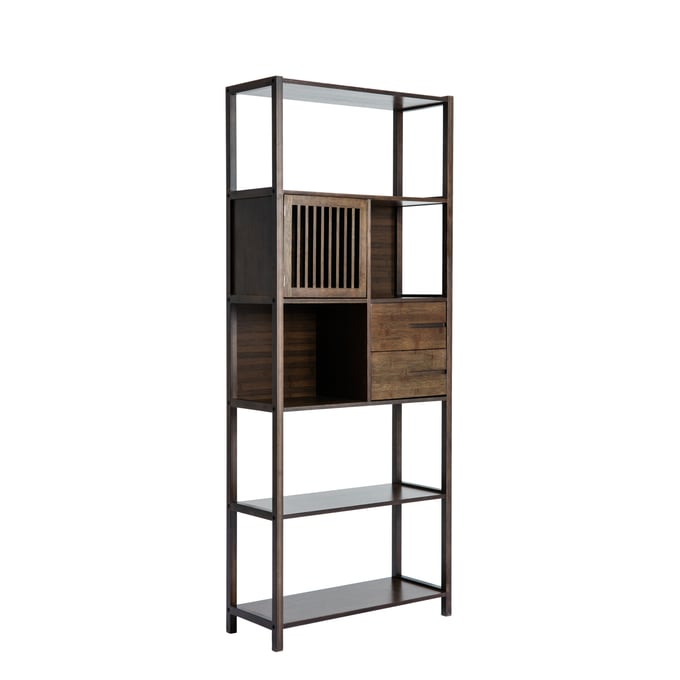 Boraam Selma Cappuccino Left Bookcase Spindle Cabinet BRM-50656