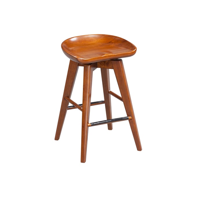 Boraam Bali Walnut 24 Inch Backless Swivel Counter Stool BRM-55124