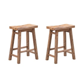 2 Boraam Sonoma Barnwood Wire Brush 24 Inch Backless Saddle Stools