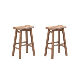 2 Boraam Sonoma Barnwood Wire Brush 29 Inch Backless Saddle Bar Stools