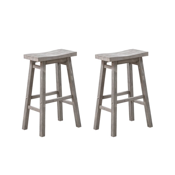 2 Boraam Sonoma Storm Gray Wire Brush 29 Inch Backless Saddle Bar Stools BRM-75629