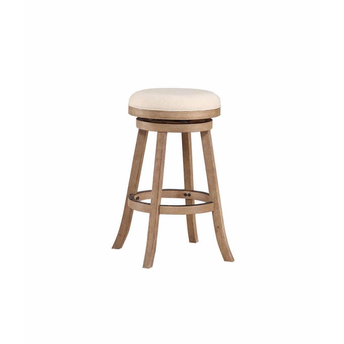 Boraam Fenton Driftwood Ivory 29 Inch Swivel Backless Bar Stool BRM-76129