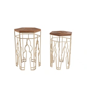 Boraam Genevieve Gold Natural Nesting Tables