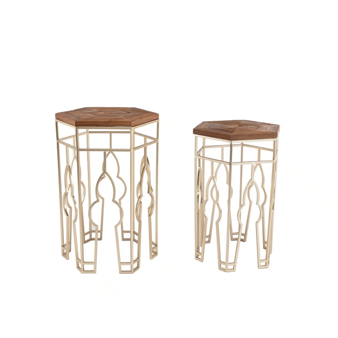 Boraam Genevieve Gold Natural Nesting Tables BRM-76149