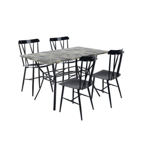 Boraam Bastian Grey Black 5pc Dining Set