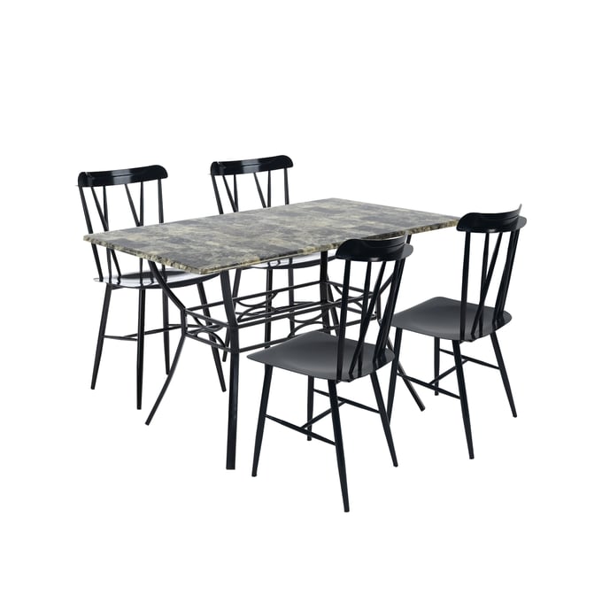 Boraam Bastian Grey Black 5pc Dining Set BRM-77030