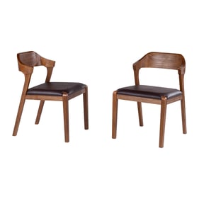 2 Boraam Rasmus Chestnut Wire Brush Brown Dining Side Chairs