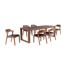 Boraam Rasmus Brown Chestnut 7pc Dining Set with Side Chair