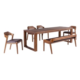 Boraam Rasmus Brown Chestnut 6pc Dining Set with Side Chair and Banch