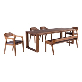 Boraam Rasmus Brown Chestnut 6pc Dining Set with Arm Chair and Banch