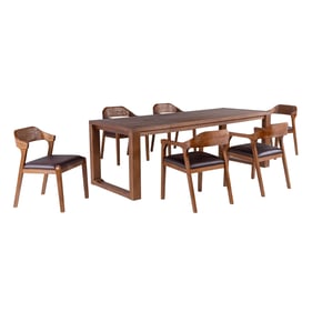 Boraam Rasmus Brown Chestnut 7pc Dining Set with Arm and Side Chair