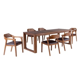 Boraam Rasmus Brown Chestnut 7pc Dining Set with Side and Arm Chair