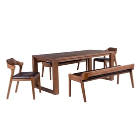 Boraam Rasmus Brown Chestnut 5pc Dining Set with Side Chair and Banch