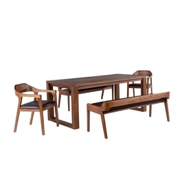 Boraam Rasmus Brown Chestnut 5pc Dining Set with Arm Chair and Banch