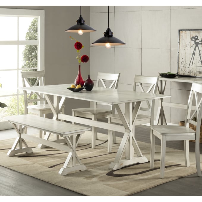 Boraam Jamestown Antique White 6pc Dining Set BRM-77401