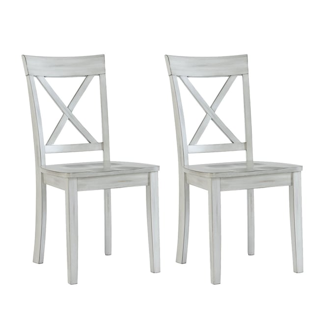 2 Boraam Jamestown Antique White Dining Chairs BRM-77405