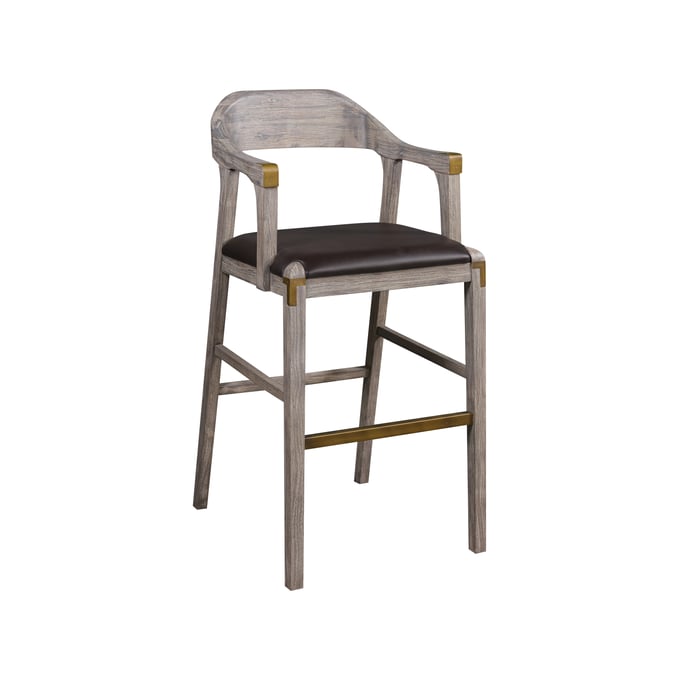 Boraam Montana Light Barnwood Wire Brush Brown Stationary Bar Stool BRM-78129