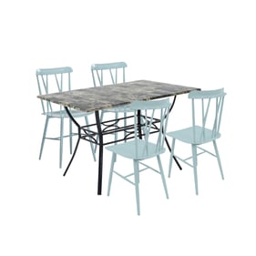 Boraam Bastian Grey Black Light Blue 5pc Dining Set