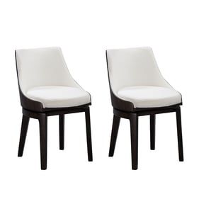 2 Boraam Orleans Matte Black Cream Swivel Low Back Dining Chairs