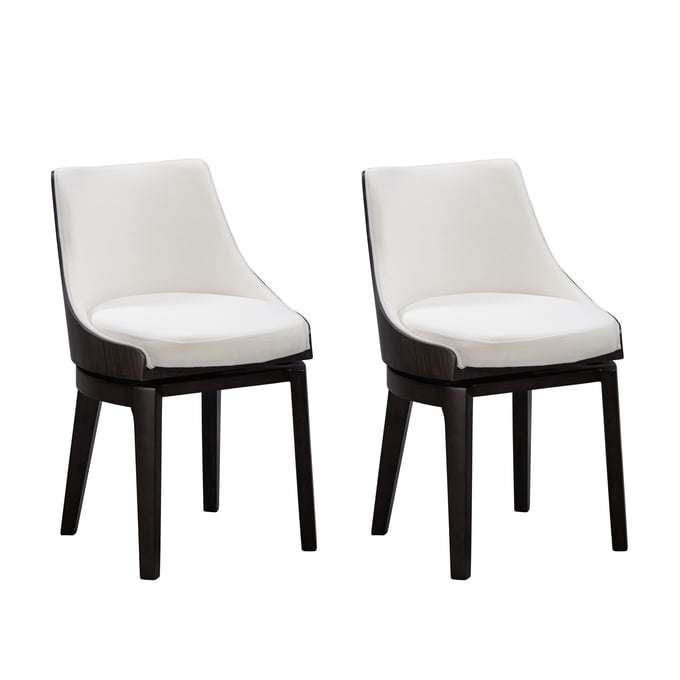 2 Boraam Orleans Matte Black Cream Swivel Low Back Dining Chairs BRM-84072