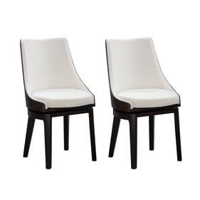 2 Boraam Orleans Matte Black Cream Swivel High Back Dining Chairs