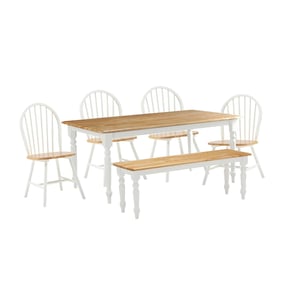 Boraam Windsor White Natural 6pc Dining Set