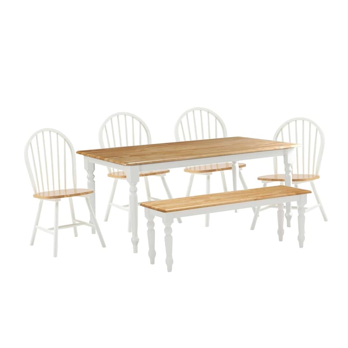 Boraam Windsor White Natural 6pc Dining Set BRM-86369