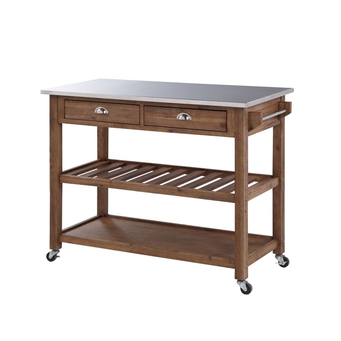 Boraam Sonoma Barnwood Kitchen Cart with Stainless Steel Top BRM-98520