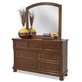 Bernards Prescott Warm Cherry Brown Dresser and Mirror