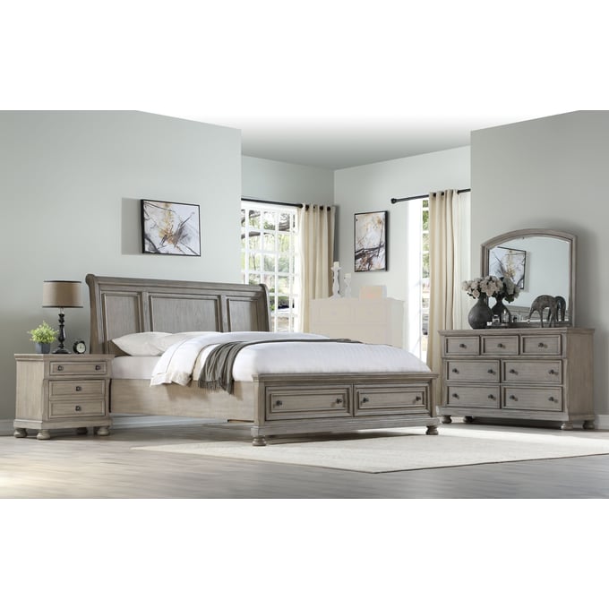 Bernards Prescott Gray Gray 4pc Bedroom Set With King Bed BRND-1070-110-BR-S2