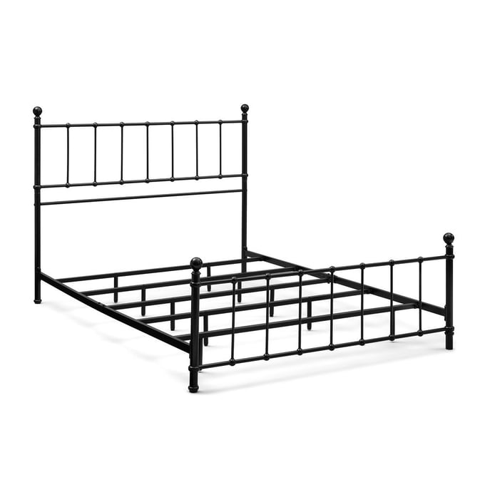 Bernards Zora Black Full Flat Rail Spindle Metal Bed BRND-1114-104