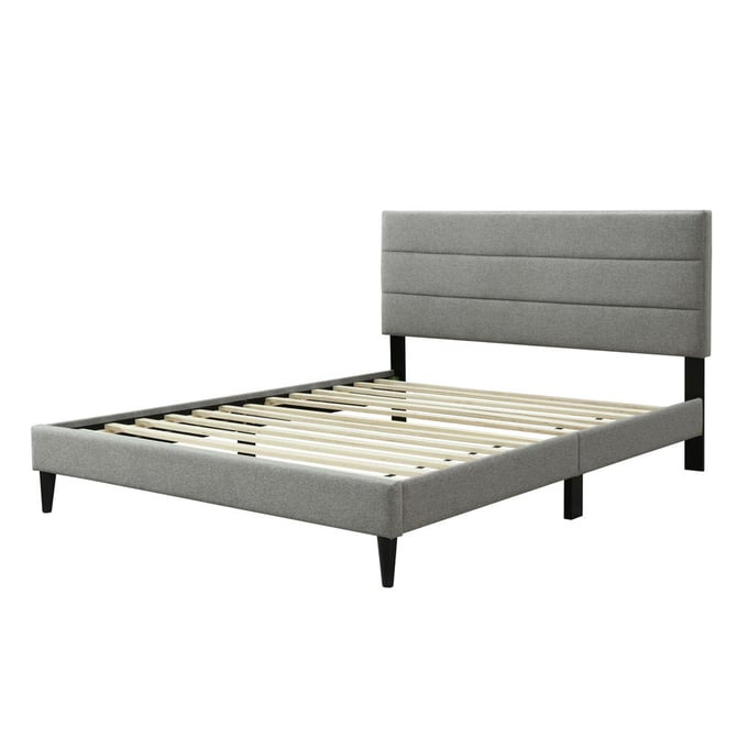 Bernards Willa Gray Upholstered King Bed BRND-1138-110