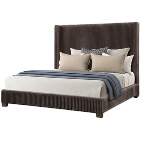 Bernards Milo Brown Upholstered Queen Bed