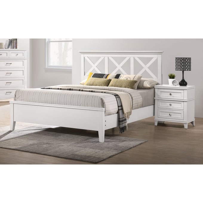 Bernards Nova II White 2pc Bedroom Set with King Panel Bed BRND-128-BR-S2