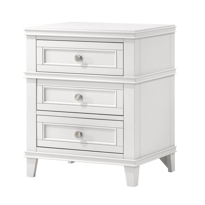 Bernards Nova II White 3 Drawer Nightstand BRND-1280-122