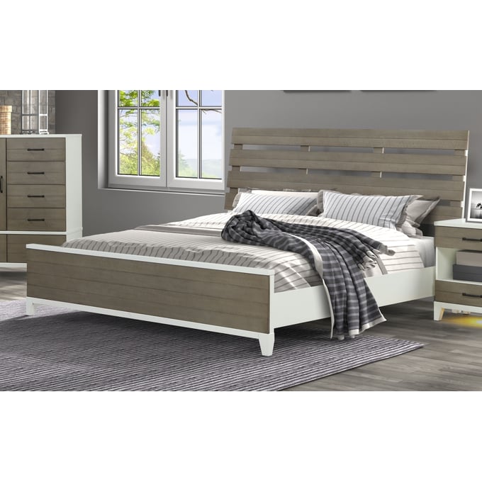 Bernards Daydreams Taupe White Queen Panel Bed BRND-1288-105