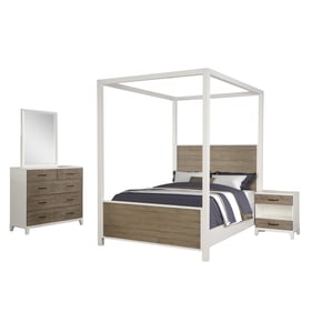 Bernards Daydreams Taupe White 4pc Bedroom Set With King Canopy Bed