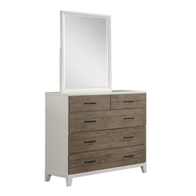 Bernards Daydreams Taupe White Dresser with Large Mirror