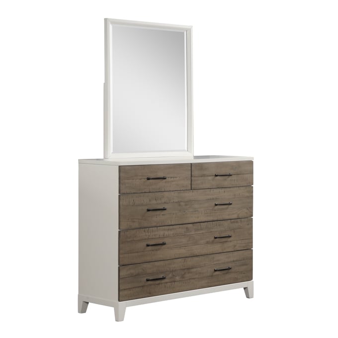 Bernards Daydreams Taupe White Dresser with Large Mirror BRND-1288-131-141